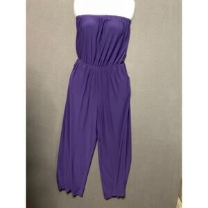 Simply Styled Halter Top Purple Jumpsuit Size S/C, Elastic Waist & Pockets